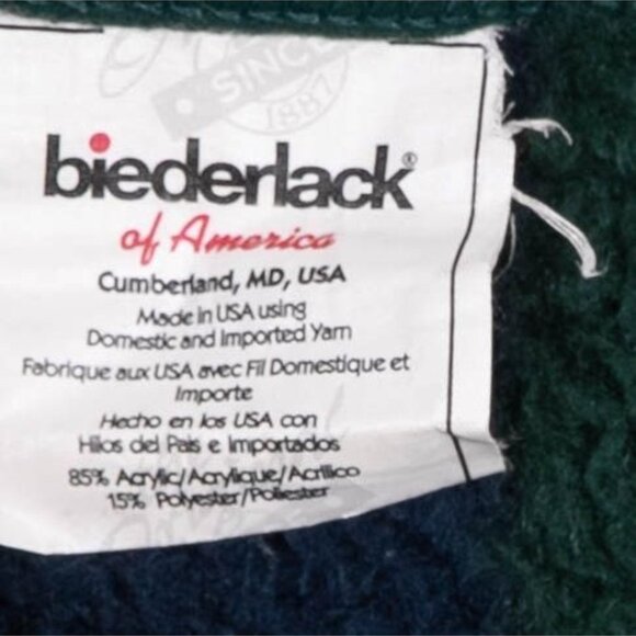 Biederlack Horse Foal Throw Blanket VTG Plaid Border Green Blue Running USA - Picture 8 of 8